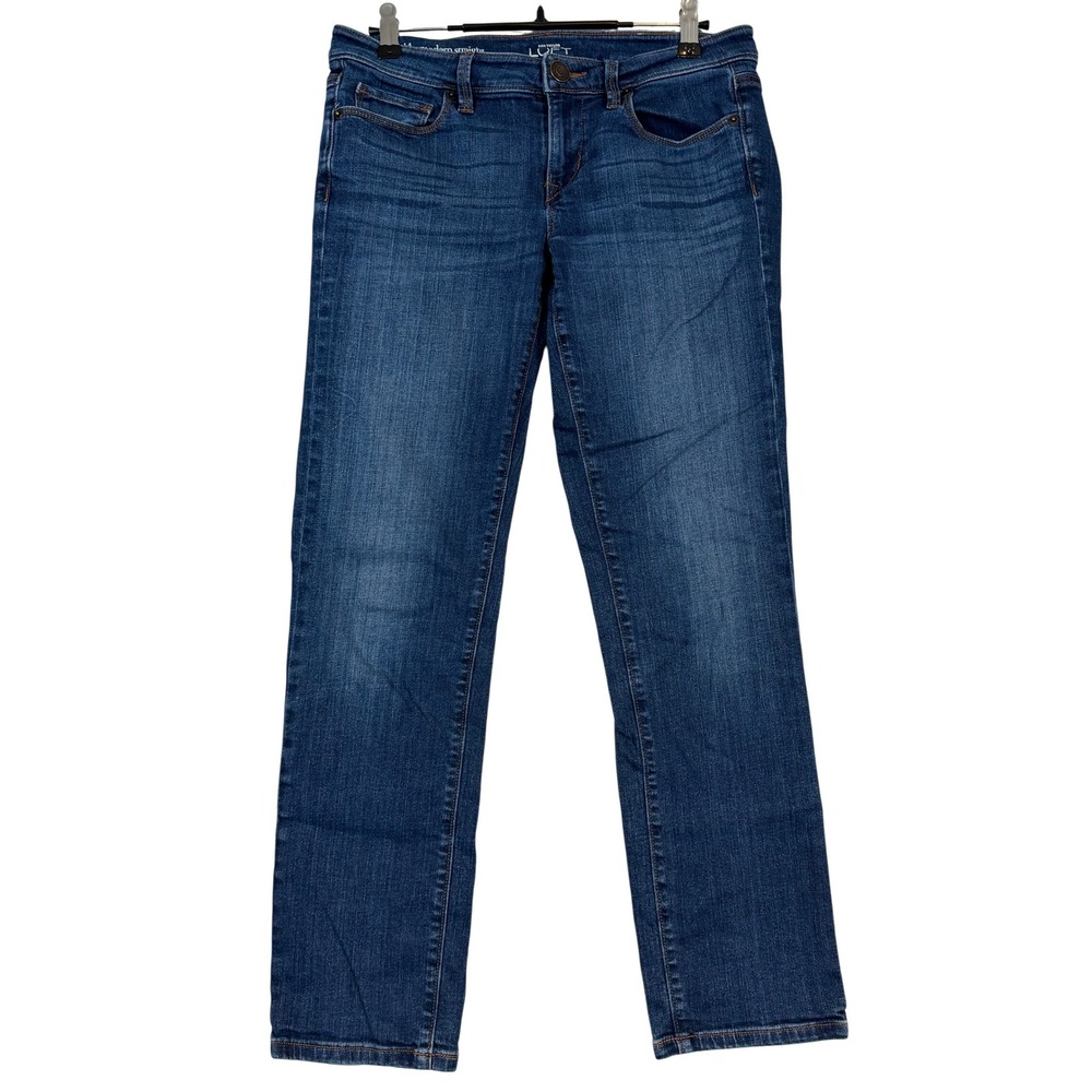 LOFT Modern Straight Leg Jeans Womens 27/4 Dark‎ Wash Stretch Blue Denim Pants